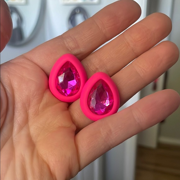 Pink Gem Teardrop Earrings - Picture 1 of 3
